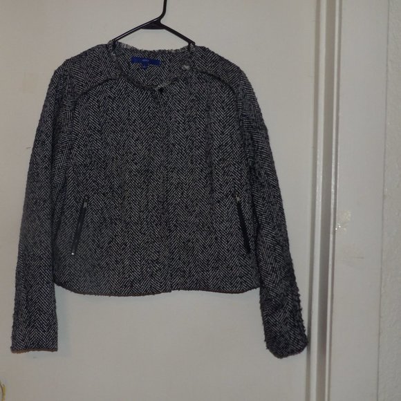 Apt 9 Frayed Edge Kiss Of Wool Zippered Blazer Sz L - Picture 1 of 6